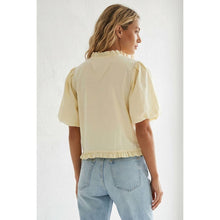 Load image into Gallery viewer, Naked Zebra - Ruffle Detail Bubble Sleeve Top: Off White / S
