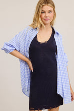 Load image into Gallery viewer, Oversized Blue Gingham Button Down Shirt
