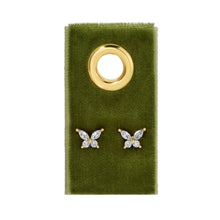 Load image into Gallery viewer, Splendid Iris - Butterfly Studs on Velvet Tag: Gold
