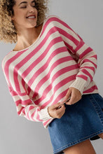 Load image into Gallery viewer, Urban Daizy - LOOSE FIT STRIPE RIB KNIT SWEATER: DENIM / S-2/M-2/L-2
