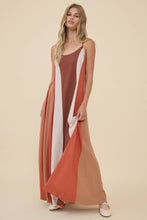 Load image into Gallery viewer, RAISONNEL - Colorblock Flowy Maxi Slip Dress - RD1262: NATURAL MIX / S-M-L (3-2-1)
