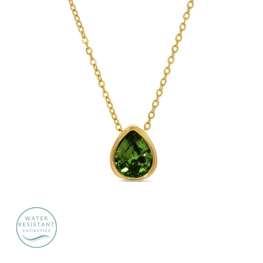 Olive Cz Teardrop Pendant Necklace
