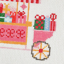 Load image into Gallery viewer, Christmas Trolley Cart Needlepoint Canvas 18 Mesh 4” Design
