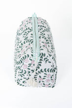 Load image into Gallery viewer, LA Soul - White Floral print Quilted Cotton Toiletry Bag Set
