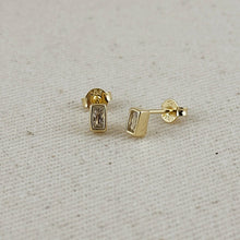 Load image into Gallery viewer, GoldFi - 18k Gold Filled Mini Bezel Baguette Stud Earrings
