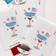 Load image into Gallery viewer, Patriotic Martini Needlepoint Canvas, Hand Painted, 18 Mesh, 2.5"x3" Design
