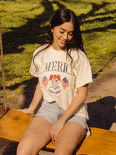 Load image into Gallery viewer, LivyLu - 4th of July American Bell Off White Thrifted Tee: S
