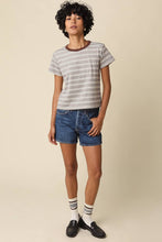 Load image into Gallery viewer, Olivaceous - Mila Stripe Baby Tee: Cream Navy / M
