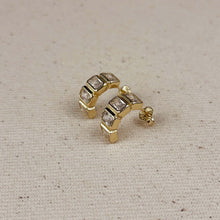 Load image into Gallery viewer, GoldFi - 18k Gold Filled Chunky CZ Curve Earrings: Emerald
