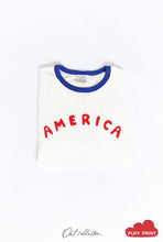 Load image into Gallery viewer, OAT COLLECTIVE - AMERICA PUFF Ringer Graphic T-Shirt: NATURAL/RED / L
