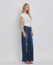 Load image into Gallery viewer, FLYING MONKEY - HIGH RISE PATCH POCKET TROUSER  HEM WIDE JEANS F5764D: DARK DENIM / 28
