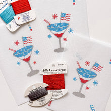 Load image into Gallery viewer, Patriotic Martini Needlepoint Canvas, Hand Painted, 18 Mesh, 2.5"x3" Design
