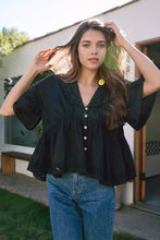 Load image into Gallery viewer, RAISONNEL - Embo Airy Collar Blouse - RT1055: Black / S-M-L (3-2-1)
