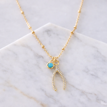 Load image into Gallery viewer, Wishbone Necklace - Turquoise
