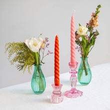 Load image into Gallery viewer, Small Pink Glass Candle Holder - Valentine&#39;s Day Gift
