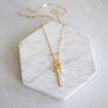 Load image into Gallery viewer, CZ, Mother of Pearl, Freshwater Pearl,Charm Toggle Necklace 
