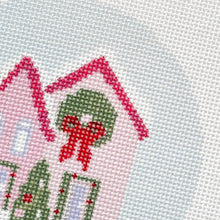 Load image into Gallery viewer, Christmas Houses Ornament Needlepoint Canvas 18 Mesh 4” Design

