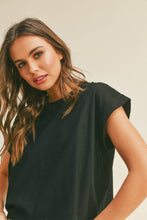 Load image into Gallery viewer, MIOU MUSE - T2263   ROUND NECK CUFFED SLEEVE TOP: OFF WHITE / S
