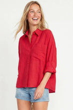 Load image into Gallery viewer, Naked Zebra - Linen Blend Rolled Sleeve Shirt: Black / S
