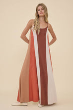 Load image into Gallery viewer, RAISONNEL - Colorblock Flowy Maxi Slip Dress - RD1262: NATURAL MIX / S-M-L (3-2-1)
