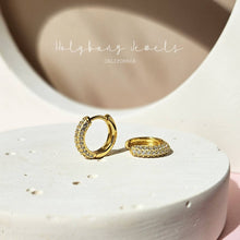 Load image into Gallery viewer, HolyBang Jewels - PAVE CZ DAINTY HUGGIE EARRINGS - E-HT1161: GOLD
