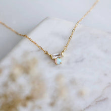 Load image into Gallery viewer, Mini Opal CZ Bar Necklace
