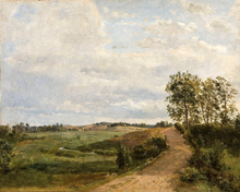 Load image into Gallery viewer, Road Across the Hills Landscape Antique Art Print
