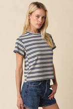 Load image into Gallery viewer, Olivaceous - Mila Stripe Baby Tee: Cream Navy / L
