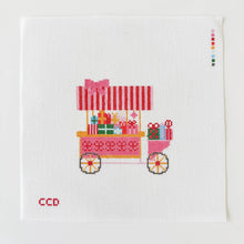 Load image into Gallery viewer, Christmas Trolley Cart Needlepoint Canvas 18 Mesh 4” Design
