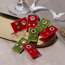 Load image into Gallery viewer, Splendid Iris - Petite Dot Cross Stud Earrings on Red Velvet Tag: Gold
