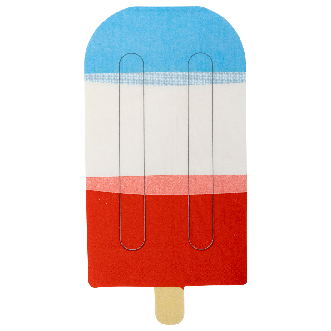 Red White Blue Ice Pop Shaped Paper Napkin