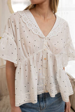 Load image into Gallery viewer, RAISONNEL - Polka Dot Eyelet Collar Blouse - RT1195: POLKA DOT / S-M-L (3-2-1)
