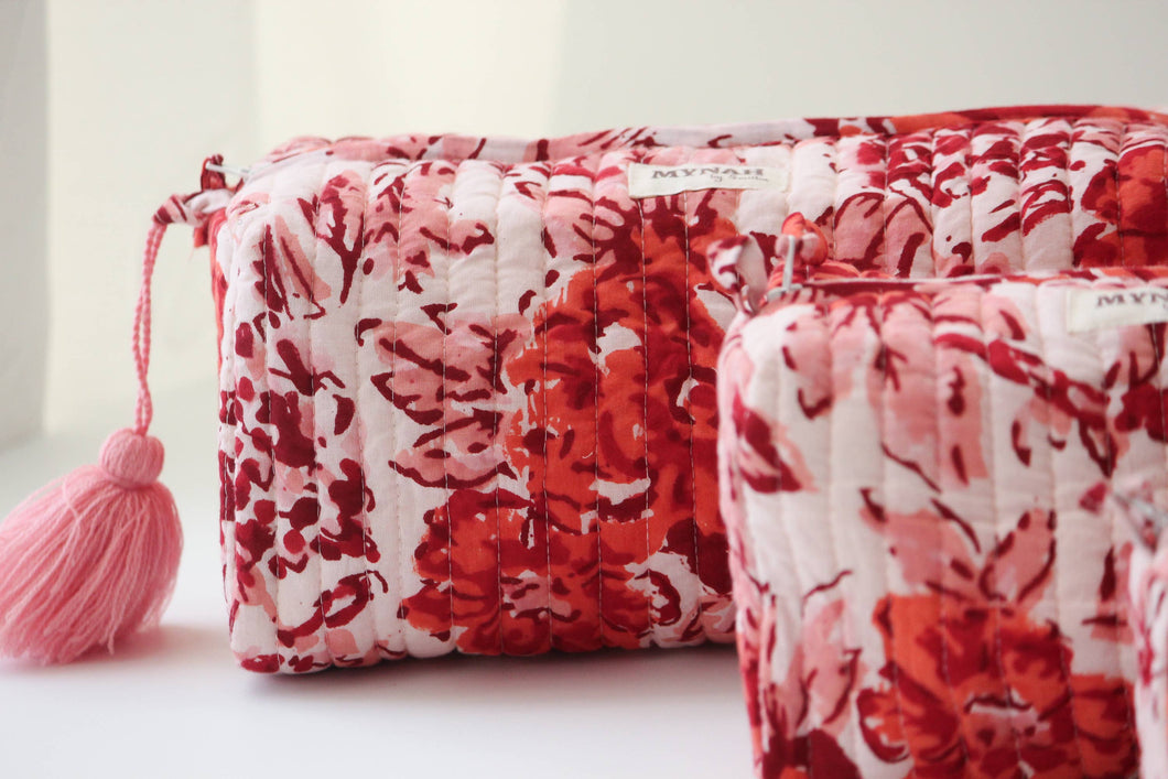 Terracotta floral print travel bag