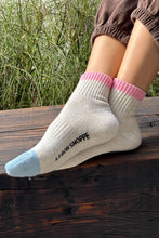 Load image into Gallery viewer, Color Block Girlfriend Socks : Grey Pink
