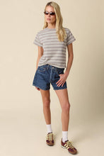 Load image into Gallery viewer, Olivaceous - Mila Stripe Baby Tee: Cream Navy / M
