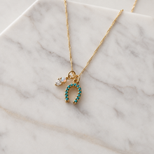 Load image into Gallery viewer, Mesa Blue - Opal and Turquoise Horseshoe Necklace
