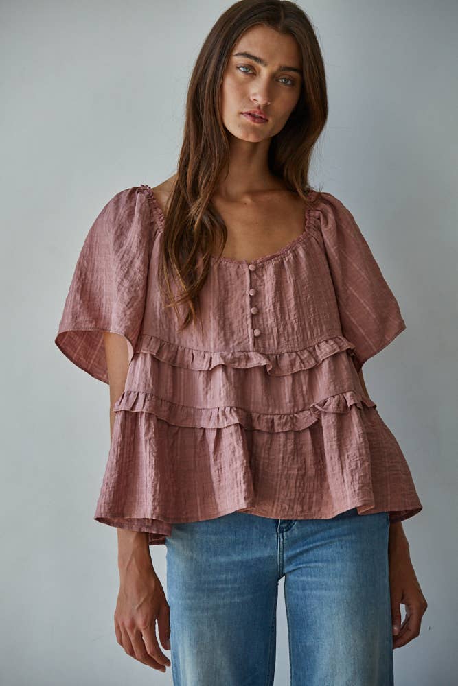 Mauve Cap Sleeve Blouse