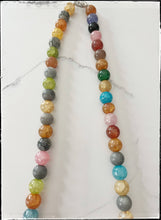 Load image into Gallery viewer, Short Gemstone Agate Bead Necklace Coconut Wood Multicolored
