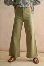 Load image into Gallery viewer, MIOU MUSE - MMP623   STRAIGHT WIDE LEG DENIM PANTS: MATCHA / L
