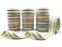 Load image into Gallery viewer, May Arts Ribbon - 1.5&quot; Woven Cotton Sky Blue Double Stripes Ribbon
