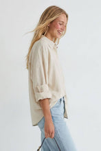 Load image into Gallery viewer, Naked Zebra - Linen Blend Rolled Sleeve Shirt: Off White / S
