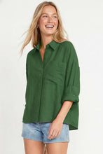 Load image into Gallery viewer, Naked Zebra - Linen Blend Rolled Sleeve Shirt: Black / M
