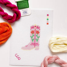 Load image into Gallery viewer, Hand Painted Pink Cowgirl Boot 3” Needlepoint Canvas
