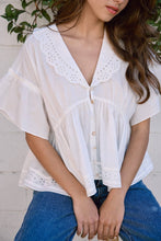 Load image into Gallery viewer, RAISONNEL - Embo Airy Collar Blouse - RT1055: Black / S-M-L (3-2-1)
