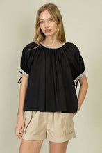 Load image into Gallery viewer, Puff Sleeve Trim Detail Blouse
