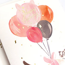 Load image into Gallery viewer, Happy Birthday Balloon Cat Greeting Card
