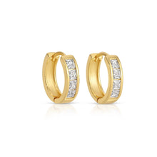 Load image into Gallery viewer, Contemporary Small Cubic Zirconia Huggies
