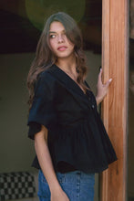 Load image into Gallery viewer, RAISONNEL - Embo Airy Collar Blouse - RT1055: Black / S-M-L (3-2-1)
