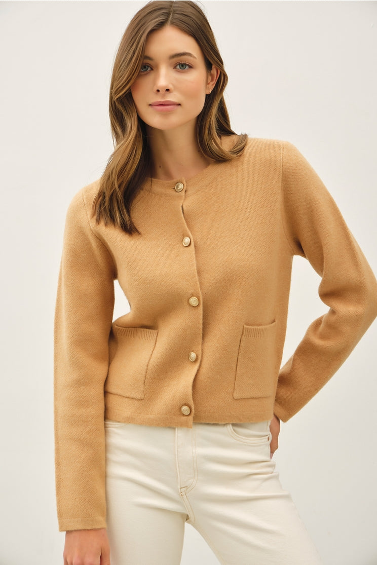 Classic Gold Button Cardigan