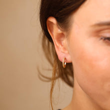 Load image into Gallery viewer, GoldFi - 18k Gold Filled Thin Line Cubic Zirconia C Hoop Earrings: 10mm
